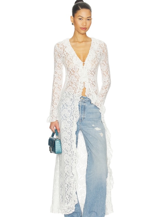 Lioness Sweaters - Lioness Long Nights Duster in Moonlight
